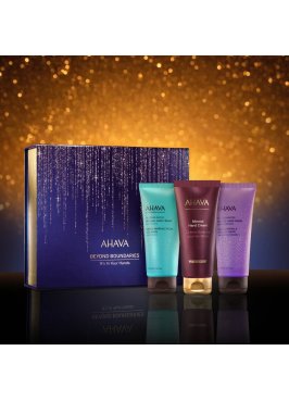 AHAVA HAND IT TO ME 1 MINERAL HAND CREAM 40 ML VIVID BURGUNDY + 1 MINERAL HAND CREAM SEA KISSED 40 ML + 1 MINERAL HAN CREAM SPRING BLOSSOM 40 ML