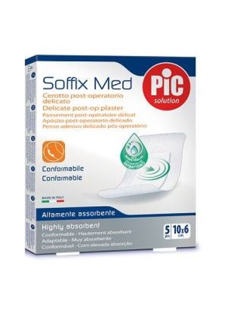 CEROTTO PIC SOFFIX MED IN TNT CON TAMPONE CENTRALE ASSORBENTE STERILE MONOUSO 10X6 CM ANTIBATTERICO 5 PEZZI