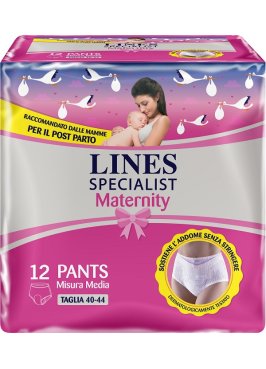 LINES SPECIALIST MATERNITY MUTANDINA ASSORBENTE PER PERDITEPOST PARTO MISURA MEDIUM 12 PEZZI