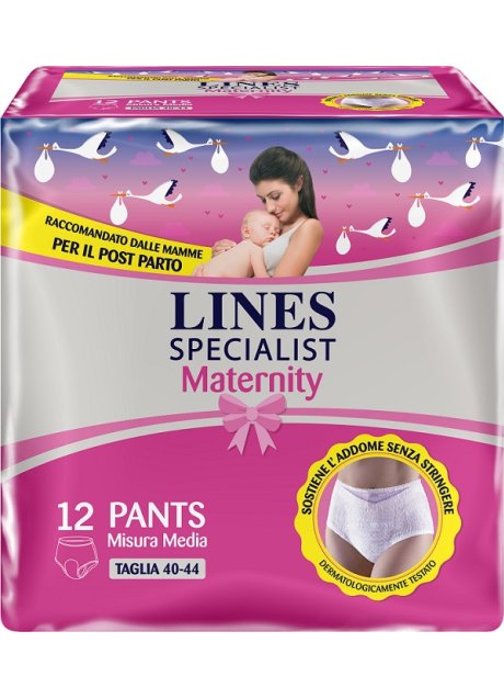 LINES SPECIALIST MATERNITY MUTANDINA ASSORBENTE PER PERDITEPOST PARTO MISURA MEDIUM 12 PEZZI