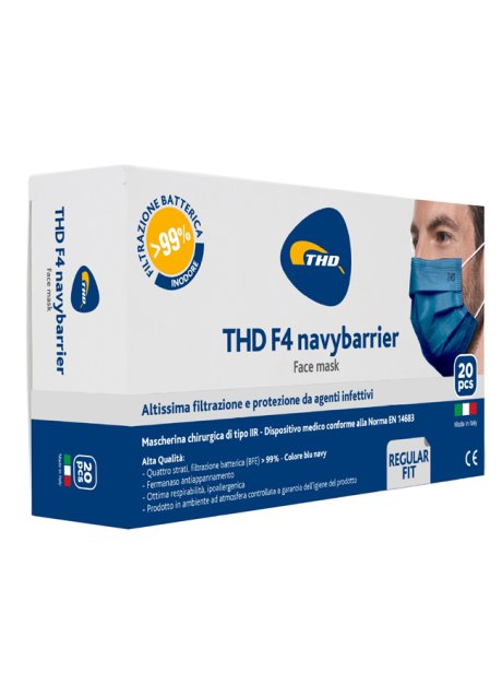 MASCHERINA CHIRURGICA THD MASK F4 NAVYBARRIER TAGLIA REGULARE 20 PEZZI