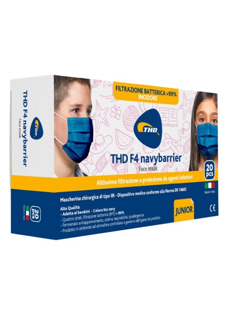 MASCHERINA CHIRURGICA THD MASK F4 NAVYBARRIER TAGLIA JUNIOR20 PEZZI