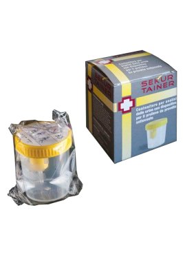 CONTENITORE PER URINA SEKUR TRAINER CON TAPPO A VITE E SONDAPER PRELIEVO DA PROVETTA SOTTOVUOTO 120ML