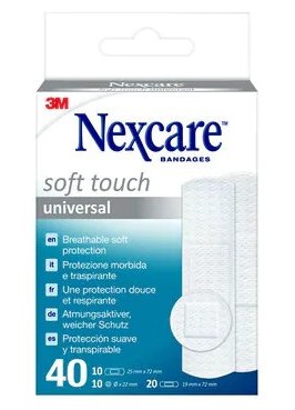 CEROTTO PREPARATO NEXCARE SOFT TOUCH UNIVERSAL 3 MISURE 20 CEROTTI 19X72MM + 10 CEROTTI 25X72MM + 10 CEROTTI TONDI 22,5MM