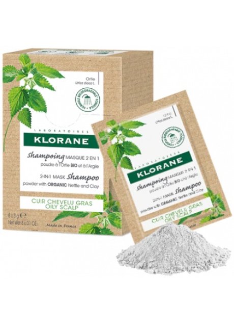 KLORANE SHAMPOO MASCHERA LAVANTE POLVERE ORTICA 8 BUSTINE 3G