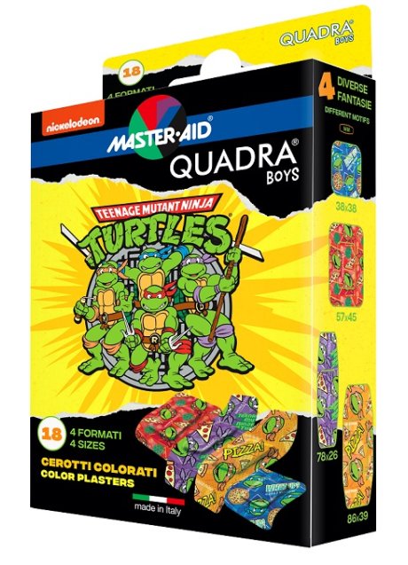 CEROTTO MASTER-AID QUADRA BOYS NINJA TURTLES ASSORTITI 18 PEZZI
