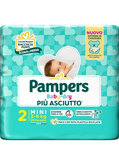 PAMPERS BABY DRY PANNOLINO DOWNCOUNT MINI 24 PEZZI