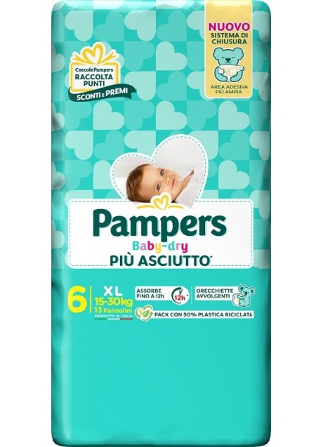 PAMPERS BABY DRY PANNOLINO DOWNCOUNT XL 13 PEZZI