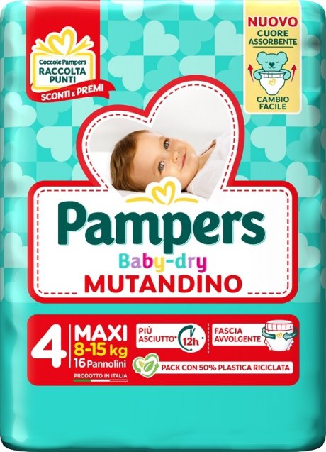 PAMPERS BABY DRY PANNOLINO MUTANDINA MAXI SMALL PACK 16 PEZZI