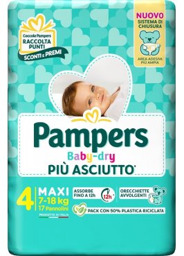 PAMPERS BABY DRY PANNOLINO DOWNCOUNT MAXI 17 PEZZI