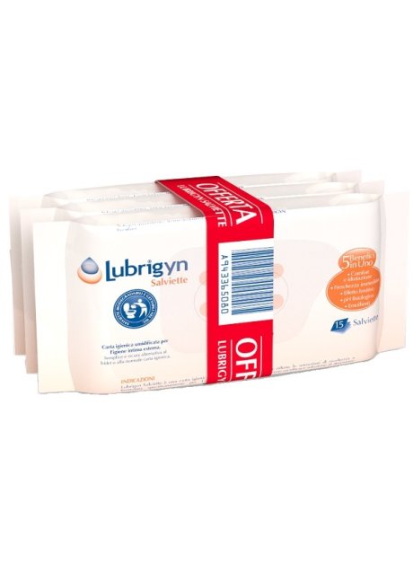 LUBRIGYN SALVIETTE 3 CONFEZIONI DA 15 PEZZI