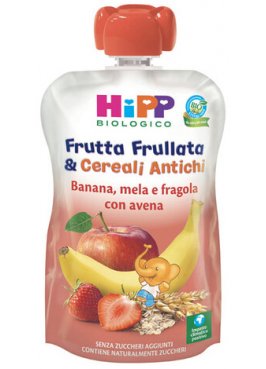 HIPP FRUTTA FRULL&CEREALI ANTICHI BANANA MELA FRAGOLA AVENA90 G