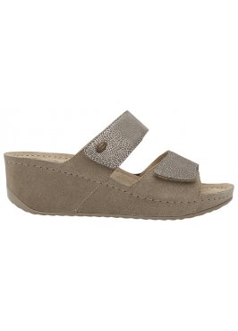 ABERDEEN WEDGE 2 STRAPS PRINTED SUEDE+SUEDE W TAUPE 37