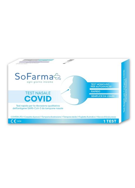 TEST ANTIGENICO RAPIDO COVID-19 SOFARMAPIU' NASALE AUTODIAGNOSTICO DETERMINAZIONE QUALITATIVA ANTIGENI SARS-COV-2 IN TAMPONI NASALI MEDIANTE IMMUNOCROMATOGRAFIA