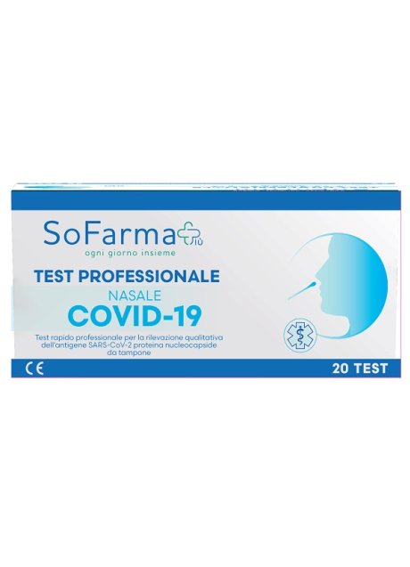 TEST ANTIGENICO RAPIDO COVID-19 SOFARMAPIU' NASALE RILEVAZIONE QUALITATIVA ANTIGENI SARS-COV-2 IN TAMPONI NASALI 20 PEZZI USO PROFESSIONALE TEST ANTIGENICO RAPIDO COVID-19 SOFARMAPIU' NASALE RILEVAZIONE QUALITATIVA ANTIGENI SARS-COV-2 IN TAMPONI NASALI 20 PEZZI USO PROFESSIONALE