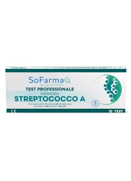TEST RAPIDO FARINGEO STREPTO A RILEVAZIONE ANTIGENE STREPTOCOCCO A SU TAMPONE FARINGEO MEDIANTE IMMUNOCROMATOGRAFIA PROFESSIONALE 10 PEZZI SOFARMAPIU' TEST RAPIDO FARINGEO STREPTO A RILEVAZIONE ANTIGENE STREPTOCOCCO A SU TAMPONE FARINGEO MEDIANTE IMMUNOCROMATOGRAFIA PROFESSIONALE 10 PEZZI SOFARMAPIU'