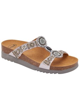 CALZATURA NEW BOGOTA' WEDGE SATIN+BEADS W SILVER/PEWTER 38