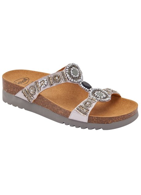 CALZATURA NEW BOGOTA' WEDGE SATIN+BEADS W SILVER/PEWTER 38