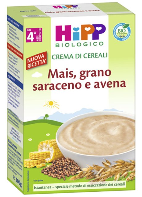 HIPP BIO CREMA CEREALI MAIS/GRANO SARACENO/AVENA 200 G