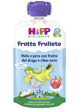 HIPP BIO FRUTTA FRULLATA DRAGONE MELA PERA FRUTTA DEL DRAGORIBES NERO 90 G