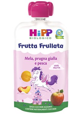 HIPP BIO FRUTTA FRULLATA UNICORNO MELA PRUGNA GIALLA PESCA 90 G