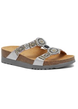 CALZATURA NEW BOGOTA' WEDGE SATIN+BEADS W SILVER/PEWTER 37