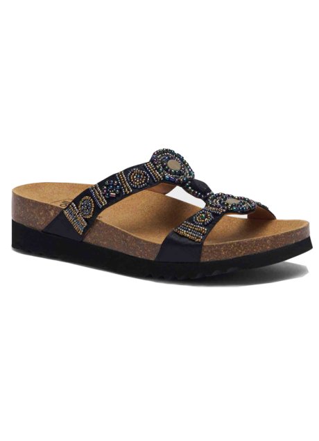 CALZATURA NEW BOGOTA' WEDGE SATIN+BEADS W BLACK/MULTI 38