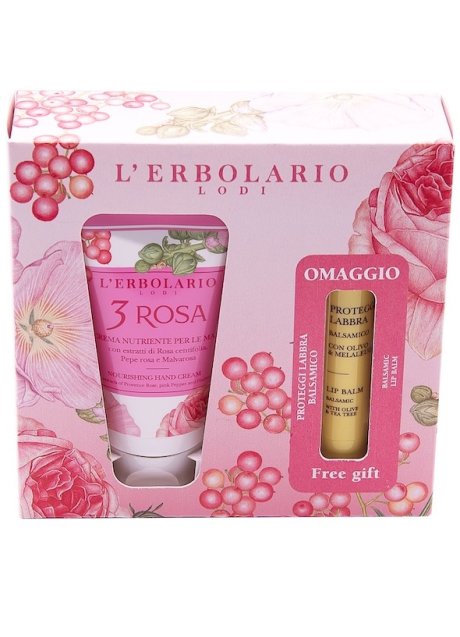 3 ROSA CREMA NUTRIENTE MANI 75 ML + PROTEGGI LABBRA BALSAMICO OMAGGIO