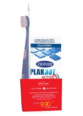 EMOFORM PLAK OUT ACTIVE COLLUTORIO 0,20% CLOREXIDINA 200 ML+ EMOFORM GENGIVE SANE SPAZZOLINO