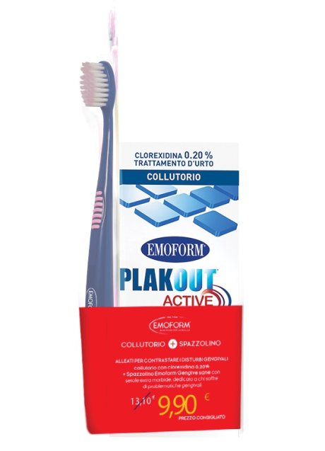 EMOFORM PLAK OUT ACTIVE COLLUTORIO 0,20% CLOREXIDINA 200 ML+ EMOFORM GENGIVE SANE SPAZZOLINO EMOFORM PLAK OUT ACTIVE COLLUTORIO 0,20% CLOREXIDINA 200 ML+ EMOFORM GENGIVE SANE SPAZZOLINO