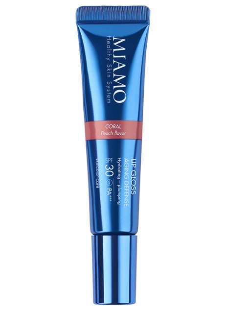 MIAMO SKINCOLOR CARE LIP GLOSS AGING DEFENSE SPF 30+ CORAL PEACH FLAVOR 15 ML