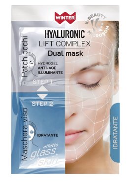 WINTER HYALURONIC LIFT COMPLEX DUAL MASK IDRATANTE PATCH OCCHI HYDROGEL + MASCHERA VISO GLASS SKIN
