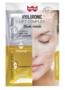 WINTER HYALURONIC LIFT COMPLEX DUAL MASK ILLUMINANTE PATCH OCCHI HYDROGEL + MASCHERA VISO GLASS SKIN