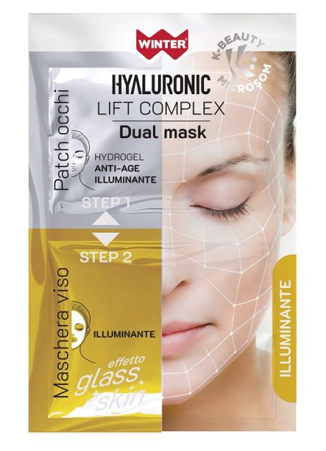 WINTER HYALURONIC LIFT COMPLEX DUAL MASK ILLUMINANTE PATCH OCCHI HYDROGEL + MASCHERA VISO GLASS SKIN