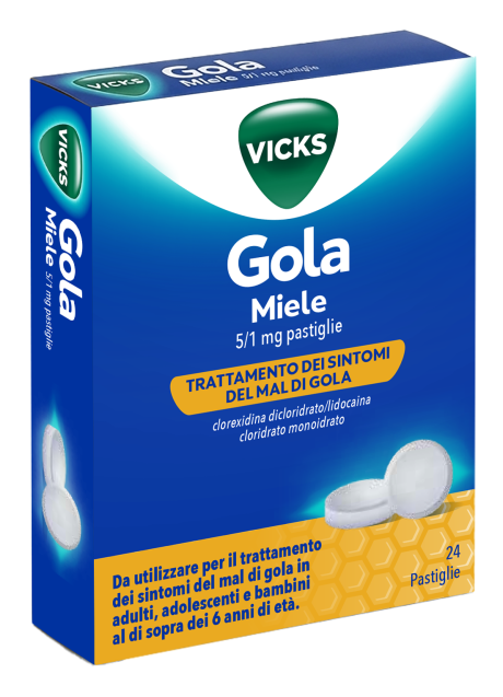 VICKS GOLA*24 pastiglie 5 mg + 1 mg miele