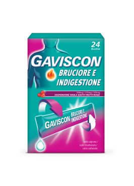 GAVISCON BRUCIORE E INDIGESTIONE*24 bustine sospensione orale 500 mg + 213 mg + 325 mg gusto frutti rossi